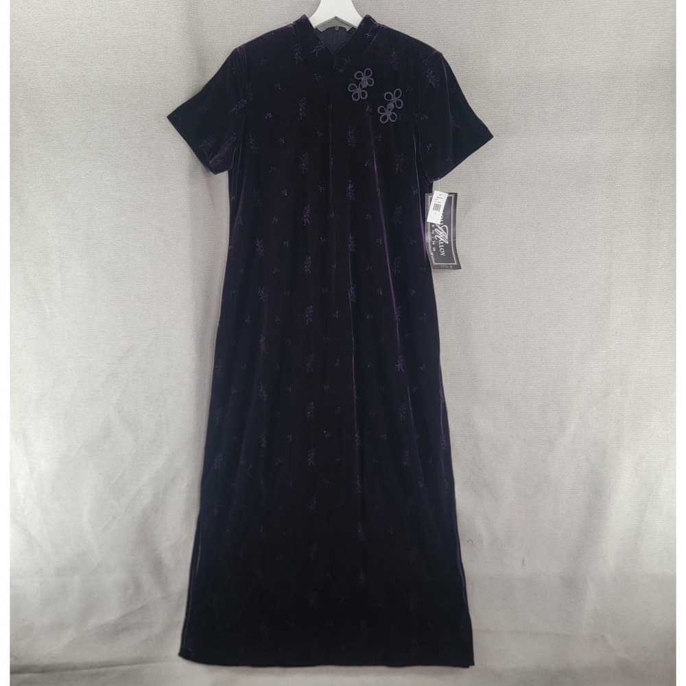 Molly Malloy Vtg Dress Velvet Embroidered Asian Whimsigoth Midi NEW Womens 12